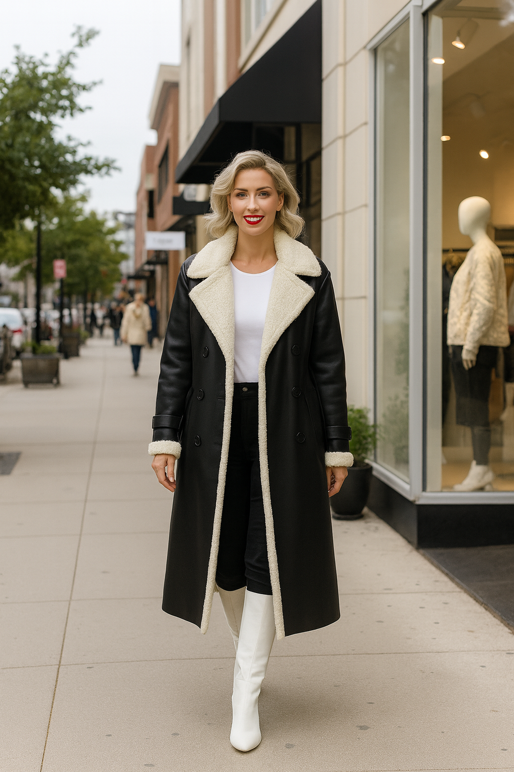 Long winter coat for women with teddy lining - Morgan Mode