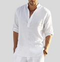 Men’s Casual Linen Henley Shirt