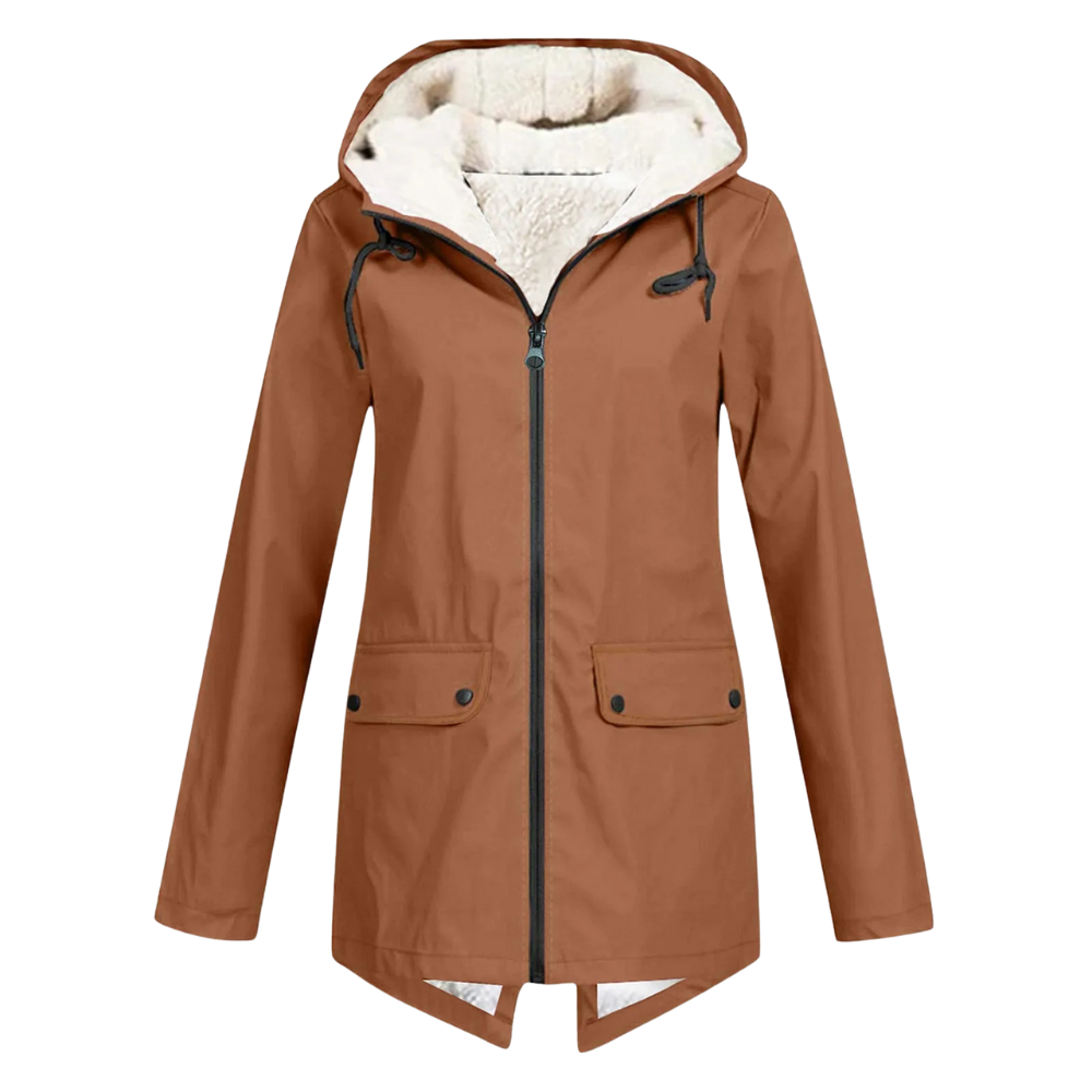 Women’s Sherpa-Lined Waterproof Jacket – Warm Hooded Winter Parka Coat