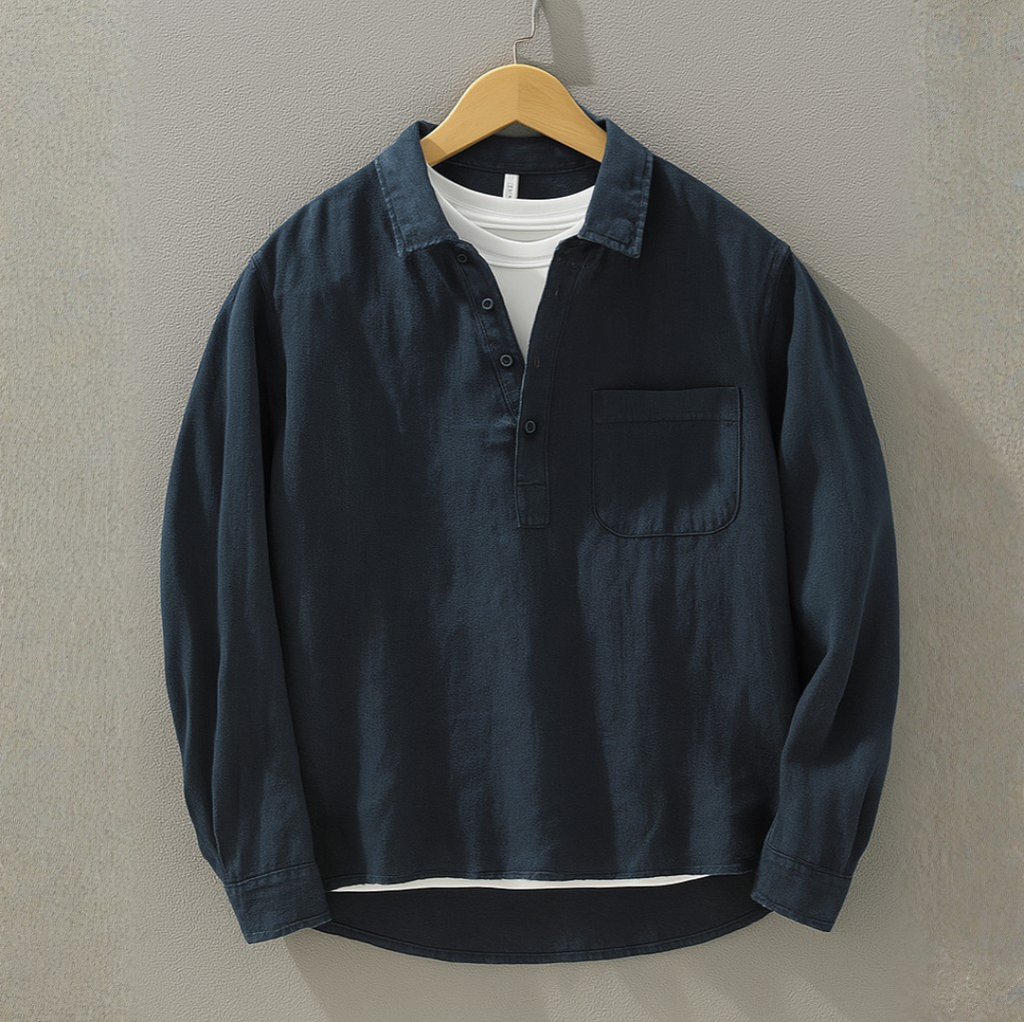 Men's Kiyoto Relaxed Fit Cotton-Linen Shirt