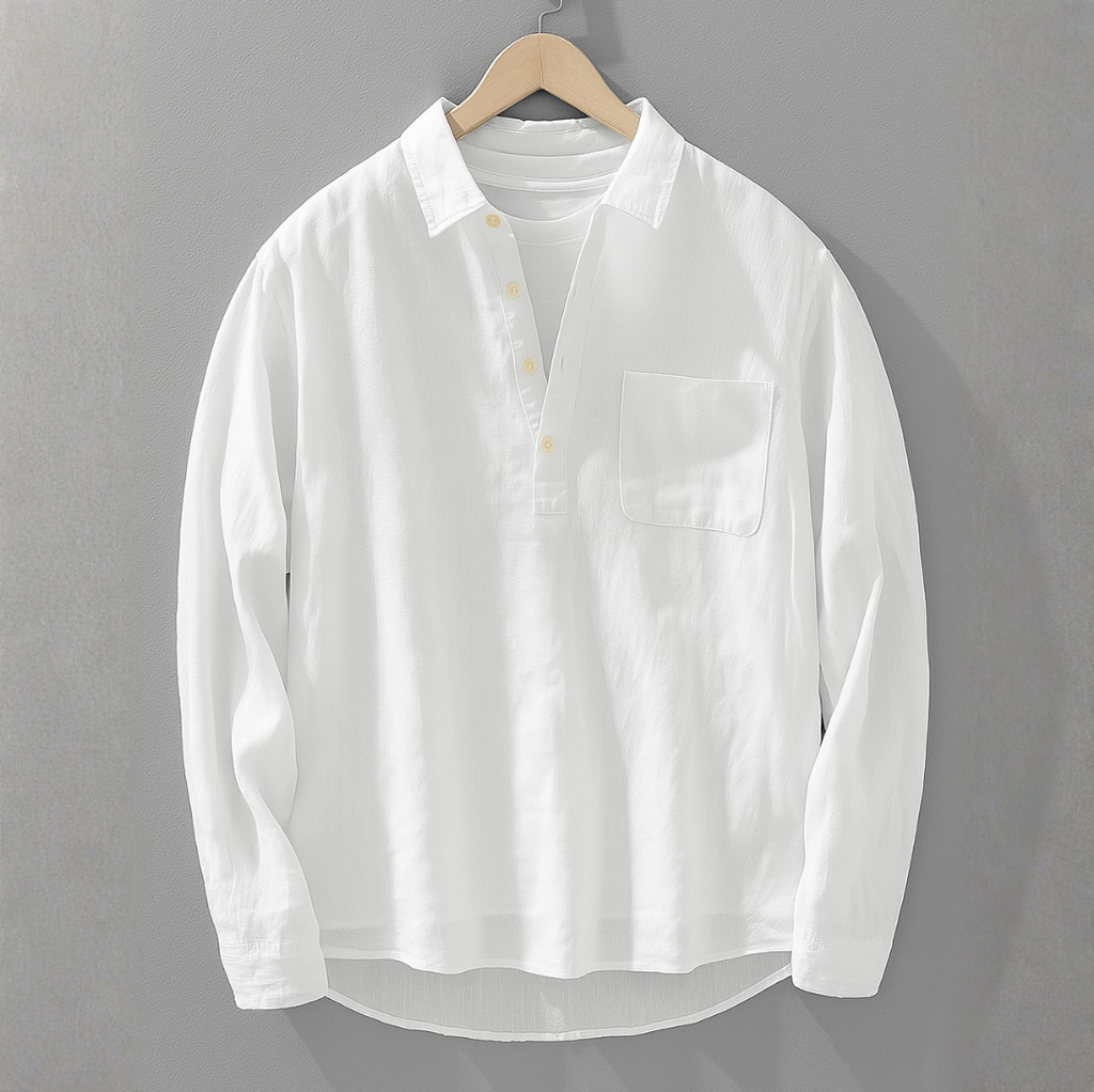 Men's Kiyoto Relaxed Fit Cotton-Linen Shirt