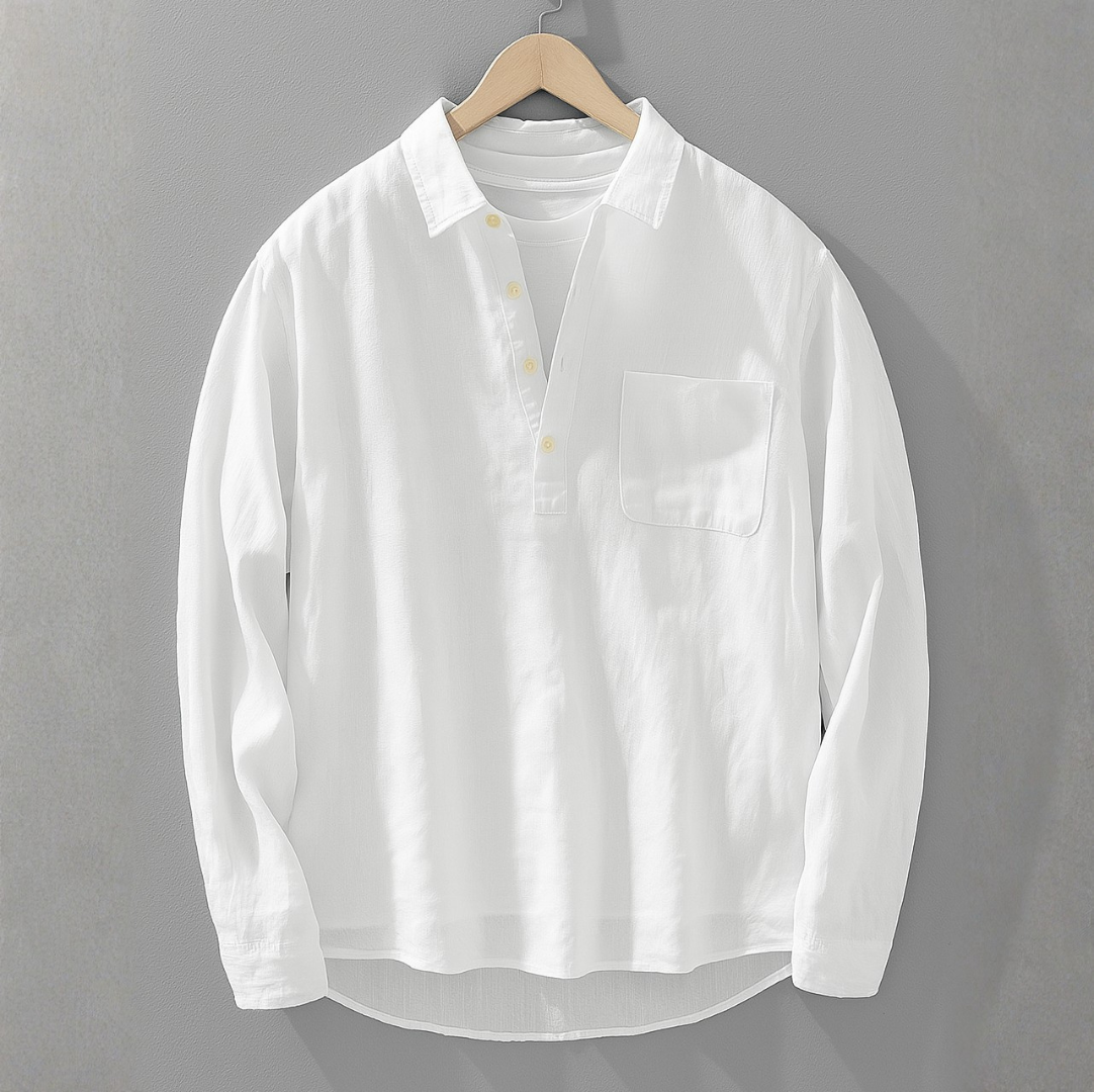 Men's Kiyoto Relaxed Fit Cotton-Linen Shirt