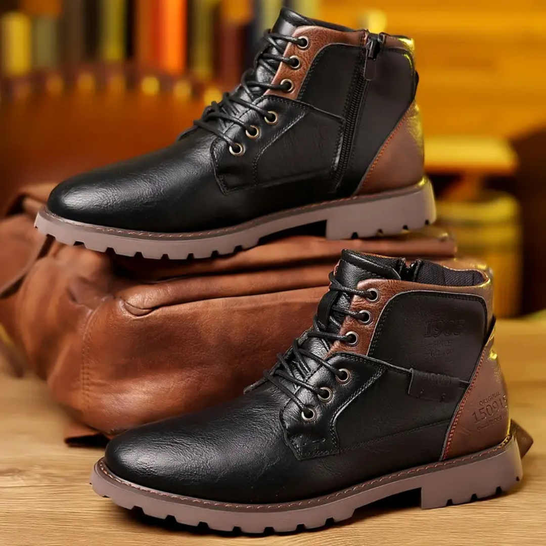 Men’s Classic Leather Zipper Boots - Comfortable Everyday Style