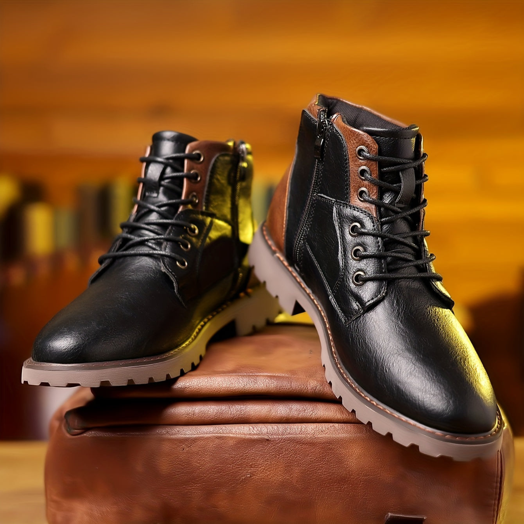 Men’s Classic Leather Zipper Boots - Comfortable Everyday Style