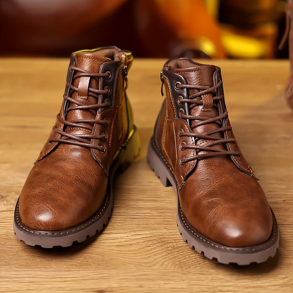 Men’s Classic Leather Zipper Boots - Comfortable Everyday Style