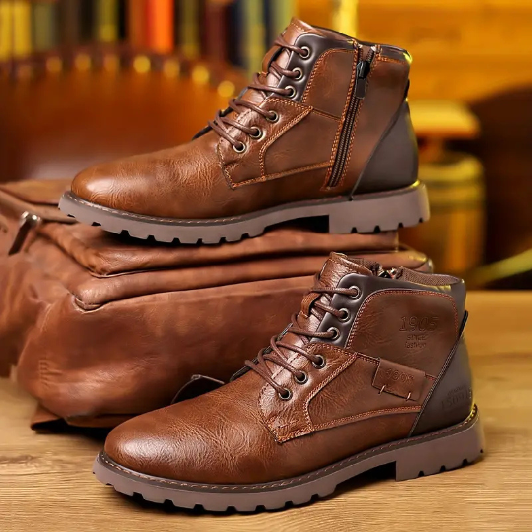 Men’s Classic Leather Zipper Boots - Comfortable Everyday Style