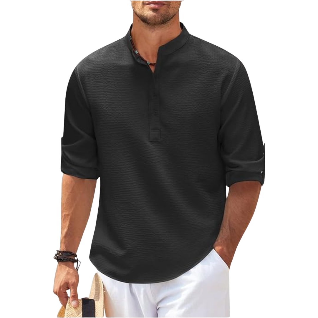 Men’s Casual Henley Shirt - Lightweight Top