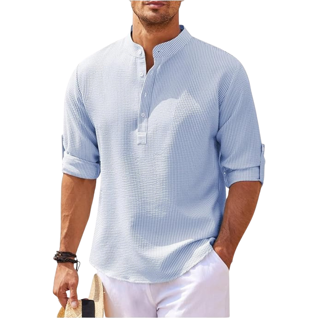 Men’s Casual Henley Shirt - Lightweight Top